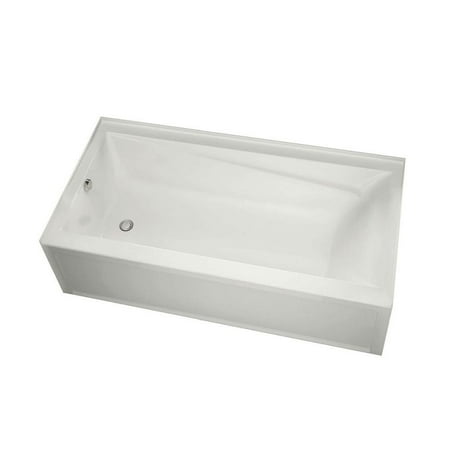 Bathtub Left Hand Outlet MAAX 105520-L-000-001 Exhibit Rectangular Acrylic Soaking Bathtub with Left Hand Drain, Integrated Tiling Flange and Skirt, White ()