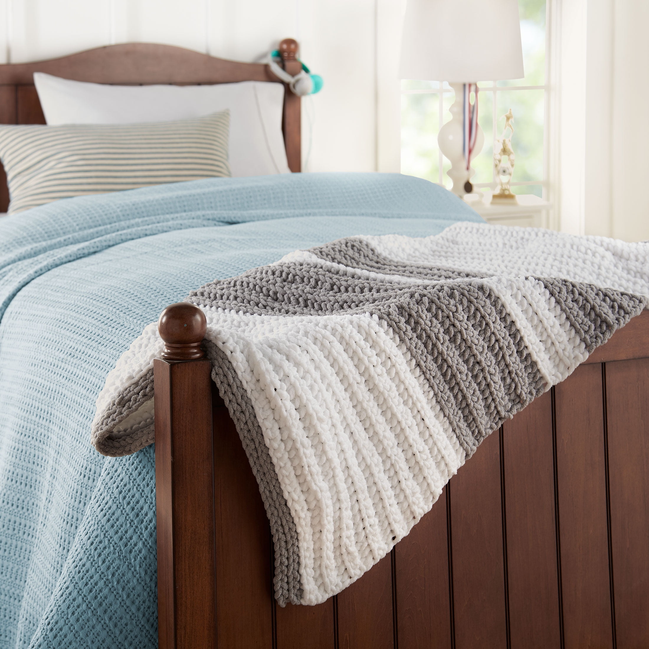 Mainstays Cozy Chenille, Bulky, 100% Polyester, Yarn, Warm Chocolate, 220 yd, Pack of 4