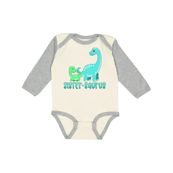 Inktastic Sister-saurus Cute Brontosaurus Family Boys or Girls Long Sleeve Baby Bodysuit