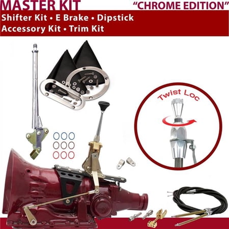American Shifter C4 Shifter Kit Chrome 6 in. E Brake Cable Clevis Trim Kit Dipstick for F7321