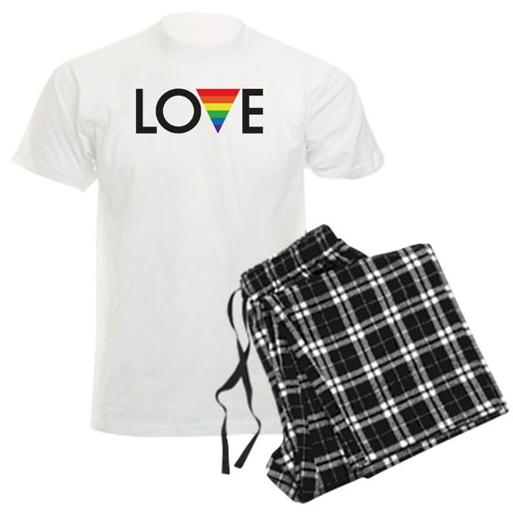 CafePress - LOVE Gay Pride Men's Light Pajamas - Men's Light Loose Fit Cotton Pajama Set