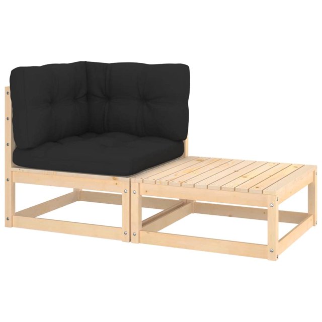 Juego de Lounge para Patio Casafoyer 2 Piezas con Cojines de Madera de Pino