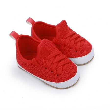 

0-18M Infant Baby Girl Boy Shoes Solid Color Soft Cotton Lace-up Sports Bottom Shoes Prewalker Walking Toddler Kids Shoes