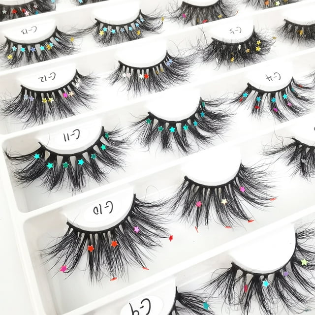 VONKY 2pcs/set Rock Holidays With Glittery Eyelashes With Sequins For Dramatic Look Easy Application Q-15