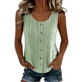 thumbnail image 6 of Stripe Tank Top for Women Crew Neck Sleeveless Loose Fit Button up Casual Tee Shirts Summer Fashion Tunic Tops Blouse Army Green, 6 of 7