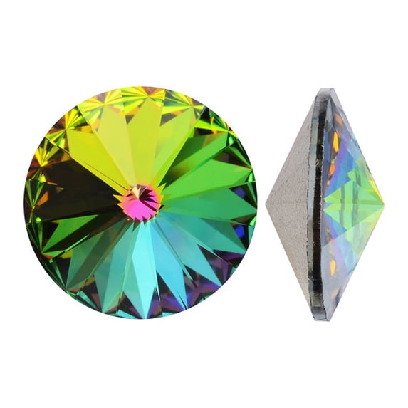 Swarovski Crystal, #1122 Rivoli Fancy Stones 14mm, 2 Pieces, Crystal Vitrail Medium Foiled