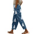 thumbnail image 4 of Women's Fashion Christmas Trees Print Casual Pants with Drawstring Elastic Waist and Pockets, Long Trousers for Festive Occasions and Home Lounging,Blue,5XL, 4 of 6