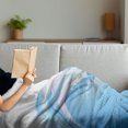 thumbnail image 3 of Abstract Soft Flannel Fleece Throw Blanket, Modern Wavy Ocean Surfer Summertime Themed Bubble Detailed Work of Art, Cozy Plush for Indoor and Outdoor Use, 50" x 70", Pale Blue and White, by Ambesonne, 3 of 5
