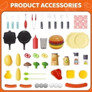 LieGorJi 41PCS Kitchen Playset Toys, Toy Grill for Kids, Pretend Play Food for Toddlers, Cooking Games for 1-3 3-5 5-8 Year Old