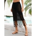 thumbnail image 3 of Falda hueca para cubrirse, falda cruzada para bikini con dobladillo con borlas para playa, artesanía superior, 3 of 7