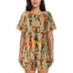 thumbnail image 1 of Fotbe Dancing African Women Conjunto de Pijama Estampado para Mujer, 2 Piezas, Ropa de Dormir con Camiseta de Manga Corta y Shorts Suaves-Large, 1 of 6