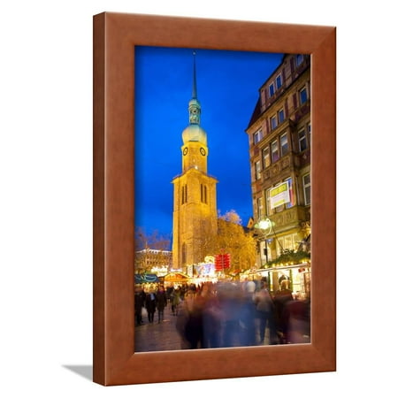 Mosaic Church Christmas Market St. Reinoldi Church and Christmas Market at Dusk, Dortmund, North Rhine-Westphalia, Germany, Europe Framed Print Wall Art By Frank Fell ()