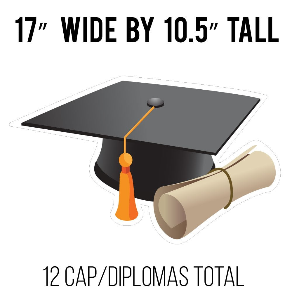 Graduation Caps & Diplomas Pathway Markers Set, Graduation Decoration Yard Signs 12 Piece Set