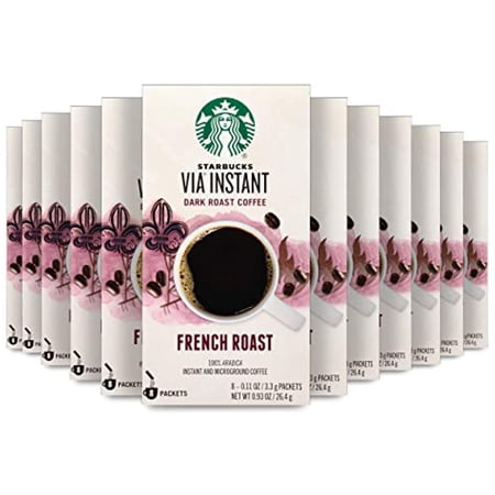 Starbucks Via Instant Coffee—Dark Roast Coffee—French Roast—100% Arabica—12 Boxes (96 Packets)