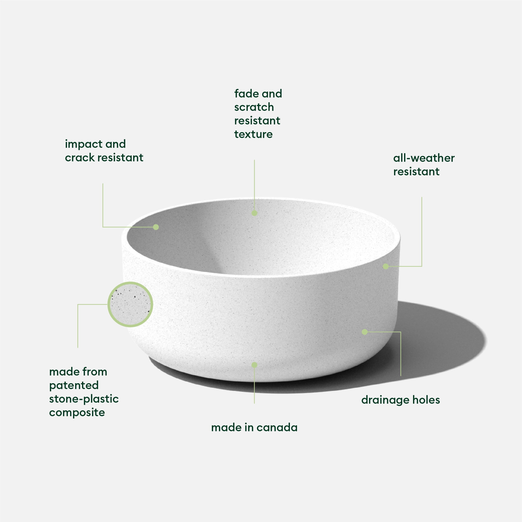Veradek Mason Series Kona Bowl 14" Plastic-Stone Planter 2-Pack White