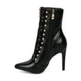 thumbnail image 4 of Women Pointy Toe Faux Pearl Studs Stitch Lacing Pointy Stiletto Ankle Boot - HF56 By Cape Robbin Collection, 4 of 5