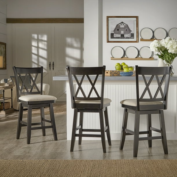 Weston Home Sheena Double X Back 24, 24 Inch Swivel Counter Stools With Backs