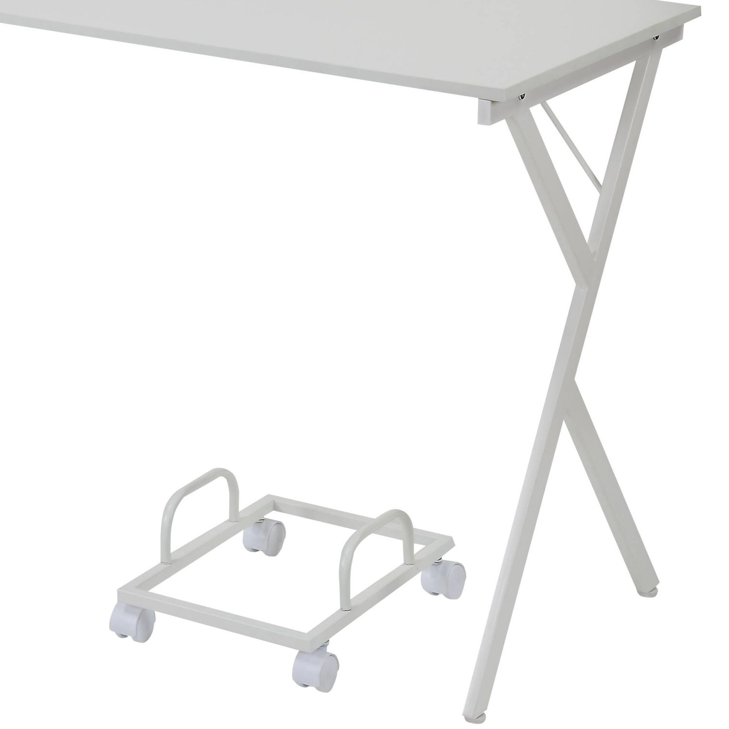 L-Shaped Corner Computer Desk with Metal Frame and Rolling CPU Holder for Home Office and Study