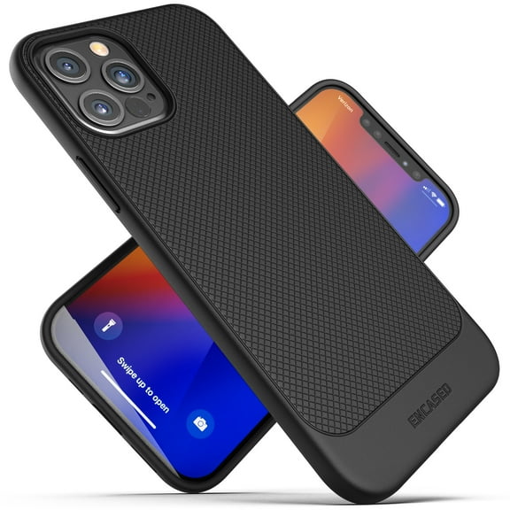 Encased Apple iPhone 12 Pro Max Case (Thin Armor) Slim Fit Flexible Grip Cover (Black)