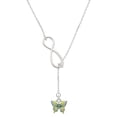 thumbnail image 1 of Delight Jewelry Silvertone Small Lime Green & Blue Butterfly Silver tone Elegant Infinity Lariat Necklace, 1 of 4