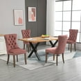 thumbnail image 2 of Contemporary Button Tufted Dining Chairs, High-end Velvet Upholstered Dining Chairs with Nailhead Back and Ring Pull Trim, Wood Dining Chairs for Living Room, Restaurant (Pink,Set of 6), 2 of 8