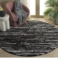 thumbnail image 2 of SAFAVIEH Rumi Barrett Striped Polyester Shag Area Rug, Black/Ivory, 6'7" x 6'7" Round, 2 of 7