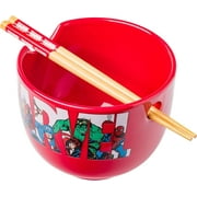 Silver Buffalo Red Avengers Ramen Noodle Bowl with Chopsticks, 20 oz