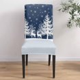 thumbnail image 5 of Chair Covers for Dining Room Set of 6,Christmas Reindeer Tree Silhouette Stretch Seat Protector Removable Washable Chairs Slipcovers for Kitchen Banquet Wedding Hotel,White Snowflake on Black, 5 of 6