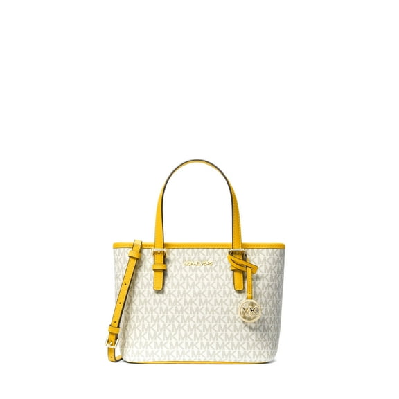 Michael Kors Women's Jet Set Travel Extra-Small Logo Top-Zip Tote Bag (Jasmine Yellow Multi)