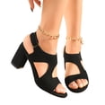 thumbnail image 4 of Black Womens Peep Toe Heeled Sandals With A Secure Strap Closure And Comfortable Footbed, 4 of 9