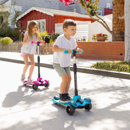 Lean to Steer Widened LED 6KU Kids Kick Scooter with Adjustable Height Scooter 