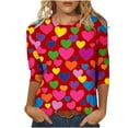 thumbnail image 3 of Jsaierl Valentines Day Shirts Women Sweet Love Heart Graphic Tees Casual 3/4 Sleeve Blouse Round Neck Dressy Casual T-shirt Tops Womens Fashion, 3 of 6