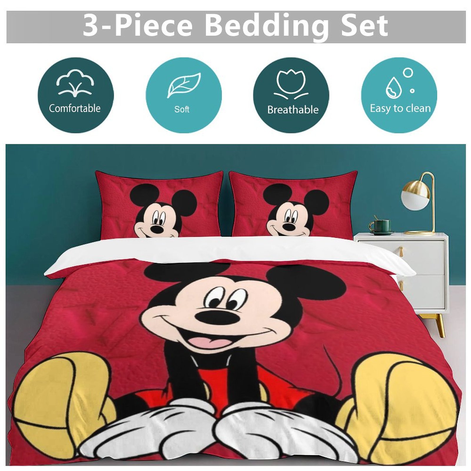 Cartoon 3-Piece Comforter Set, Personalized Bedding Decor for Kids And Teens (86"x70"+ 20 X 30in)