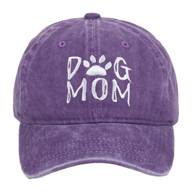 GDREDA Men Hat Dog Mom Embroidered Washed Baseball Cap Outdoor Adjustable Sun Hat For Women,Purple