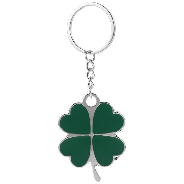 Llavero con colgante de trébol de cuatro hojas de la suerte para el Día de San Patricio