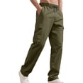thumbnail image 3 of Dwelliawo Mens Cargo Pants Baggy Fleece Hiking Straight Leg Pants Loose Fit Fashion Cargo Pants Loose Fit Fitness Pants Joggers with Multi Pockets Army Green L, 3 of 7