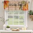 thumbnail image 2 of Orange Plaid Pumpkins Thanksgiving Curtain Valances for Windows, Kitchen Valance Window Treatments Panel 2 Pack, Fall Botanical Rod Pocket Short Curtains for Bathroom Bedroom 60 x 18 Inch, 2 of 8