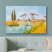 wall26 Canvas Print Wall Art Langlois Bridge at Arles by Master Artist Vincent Van Gogh Nature Wilderness Illustrations Fine Art Relax/Calm Multicolor for Living Room, Bedroom, Office - 16x24&q