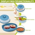 thumbnail image 4 of Microwave Food Splatter Cover & Base Mat,10.5 Inch Large Plastic & Silicone Vented Collapsible Guard Lid, Plate Holder & Kitchen Colander for Meal (Blue), 4 of 14
