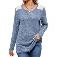 thumbnail image 1 of Camisas de Larga y Cuello Redondo para Mujer, Corte Holgado, Estilo Túnica Informal Elegante, Suéter, Ropa de Otoño e Invierno Azul XXL, 1 of 10