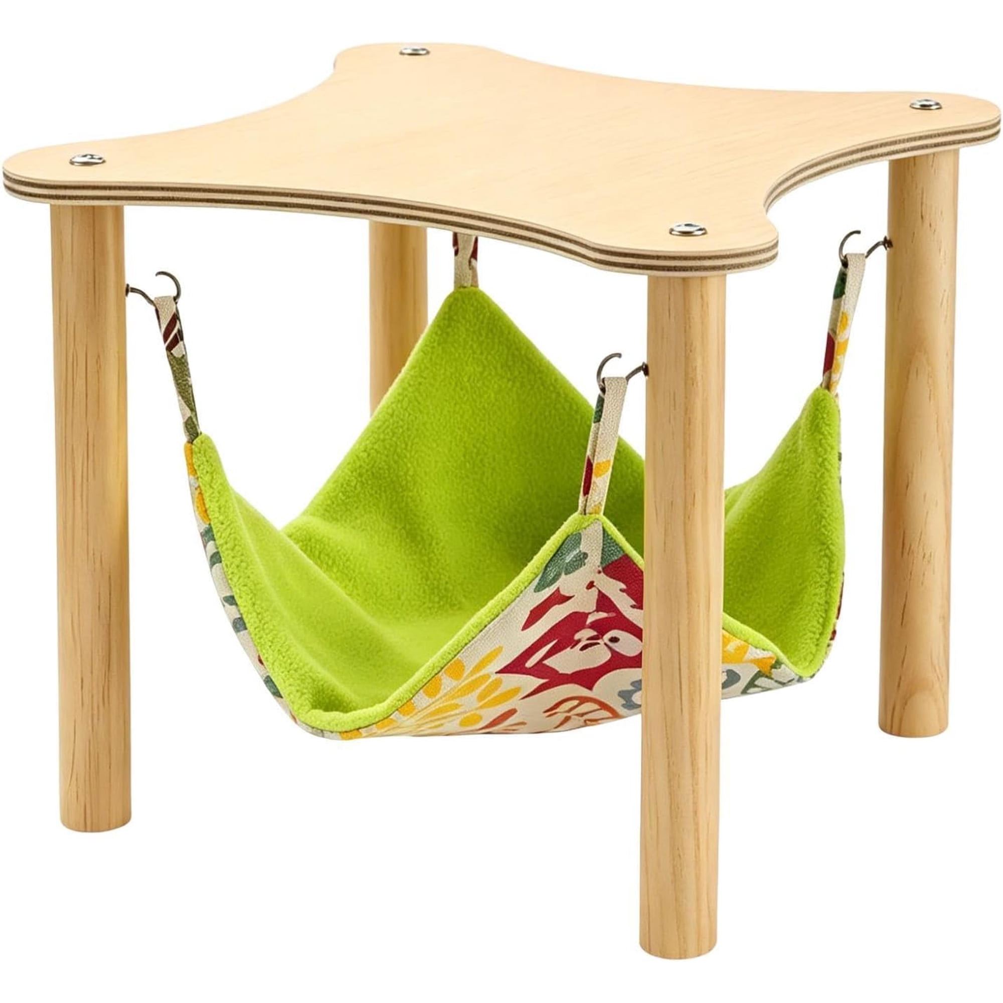 Hamster Hammock, Wooden Swinging Bed, Hanging Cage Accessory for Small Animals, Resting Swing Bed for Hamsters, Gerbils and Dwarf Pets