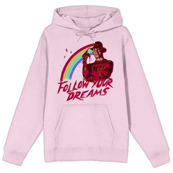Nightmare On Elm Street Follow Your Dreams Men's Pink Hoodie-Medium