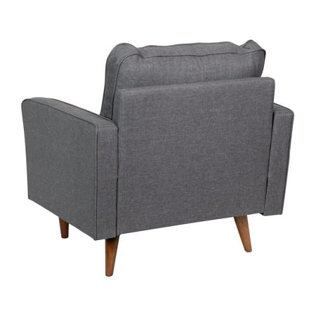 Alamont Home - Compact Upholstered Tufted Chair with Wooden Legs - Dark Gray