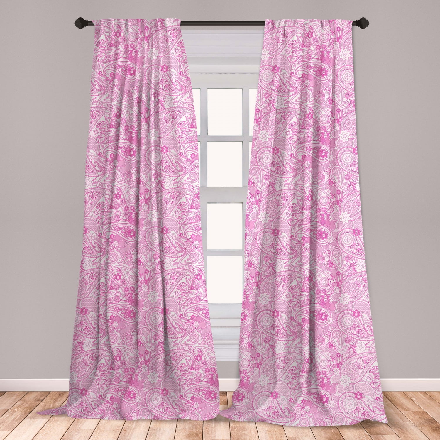 Paisley Curtains 2 Panels Set, Models Inspired Design with Flowers and
