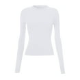 thumbnail image 6 of ManxiVoo Women's Long Sleeved Round Neck Slim Bottom Sweater Basic Clothing For Outdoor Wear Sports Top Comfort Stretch Flexible Fit S Size White, 6 of 6