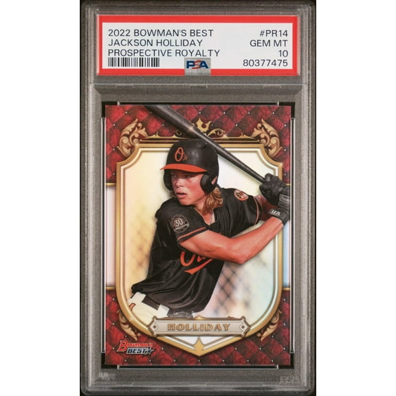 Graded 2022 Topps Bowmans Best Jackson Holliday #PR14 Prospective Royalty Rookie RC Baseball Card PSA 10 Gem Mint