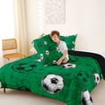 thumbnail image 4 of Castle Fairy Sport Soccer Full Size Comforter Sets 3-Piece, Vintage Ball Game Bedding Comforter Set, Green Black,Black Reversible,1 Comforter and 2 Pillowcases, 4 of 6