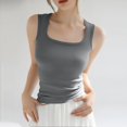 thumbnail image 2 of JULMCOMO Cotton Tank Tops for Women Square Neck Slim Fit Comfy Casual Tank Tops Sleeveless Summer Basic Shirts Light Gray M, 2 of 6