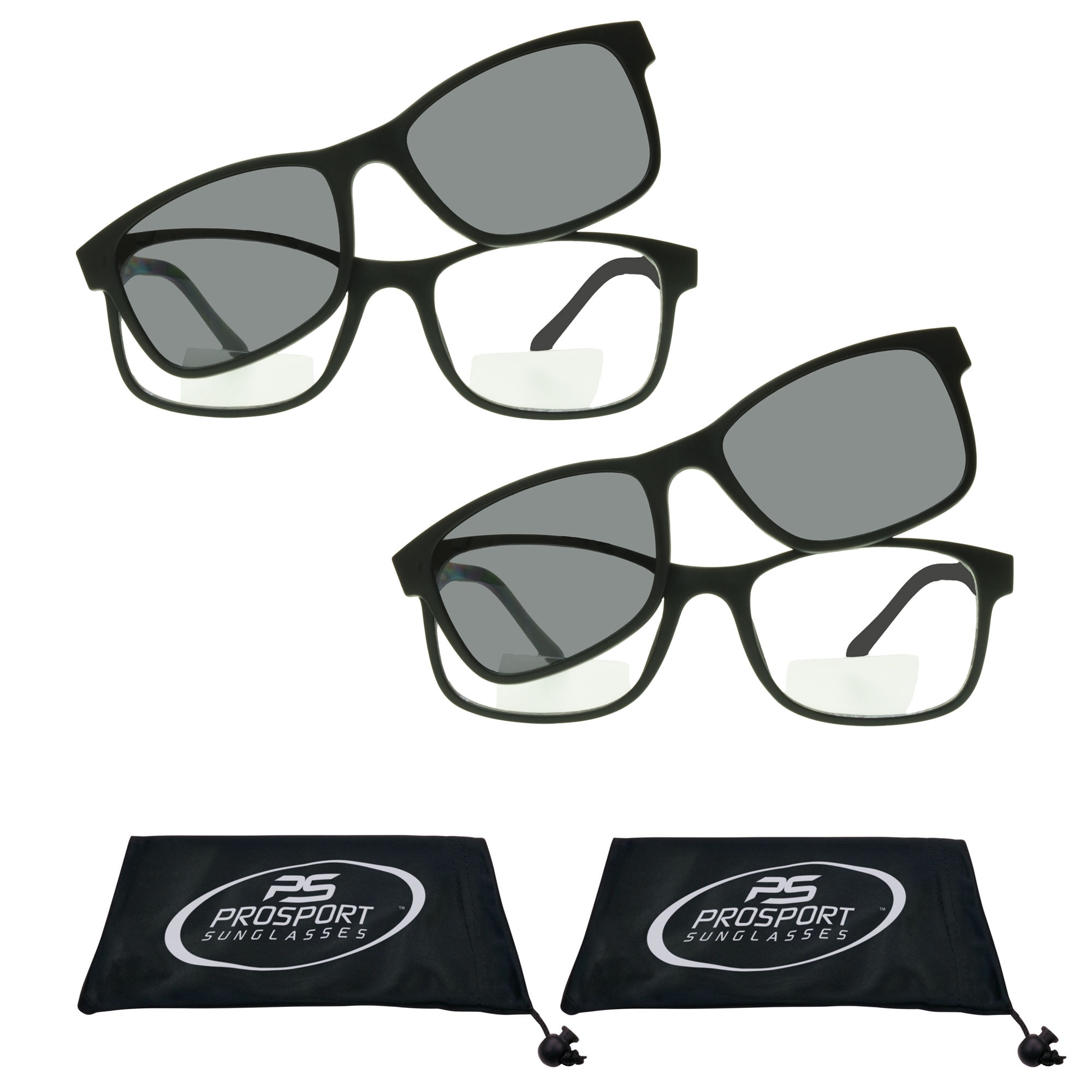 proSPORT Polarized Bifocal Readers +3.00 Sunglass 2 Pairs Smoke Easy