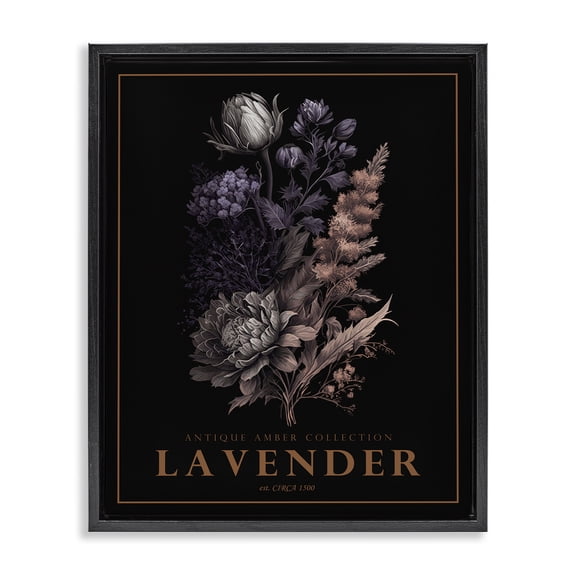 Stupell Industries Antique Lavender Bushel Black Framed Floater Canvas Wall Art, design by Christopher Giampietro